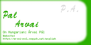 pal arvai business card